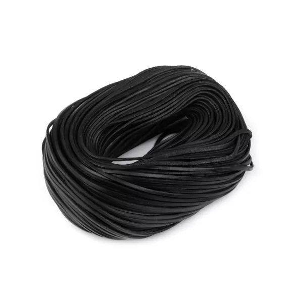 Bőrcsík lapos 3 mm folyóméteres - 3 fekete Bőrcsík lapos 3 mm folyóméteres - 3 fekete