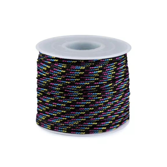 Paracord zsinór Ø2,5 mm ejtóernyő / ruha zsinór - 6 fekete multikolor (25 m-es csomagolás) Paracord zsinór Ø2,5 mm ejtóernyő / ruha zsinór - 6 fekete multikolor (25 m-es csomagolás)