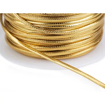   Lapos arany ajándék csomagolózsinór PU szélessége 1,8; 2,5 mm - 1 (1,8 mm) arany (100 m-os csomagolás)