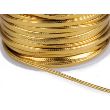   Lapos arany ajándék csomagolózsinór PU szélessége 1,8; 2,5 mm - 2 (2,5 mm) arany (100 m-os csomagolás)