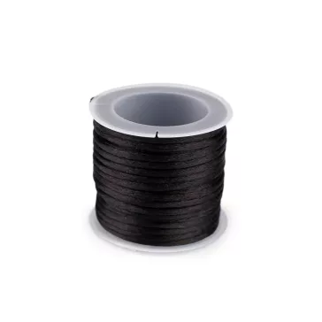   Szatén zsinór / patkányfarok Ø2 mm 10 m - 10 fekete (25 db-os csomagolás)