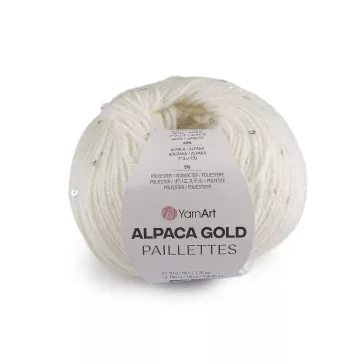   Kötő fonal Alpaca Gold flitteres 50 g - 1 (9301) világos krém (1 db-os csomagolás)