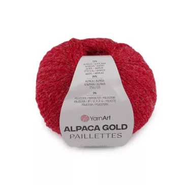   Kötő fonal Alpaca Gold flitteres 50 g - 4 (9307) piros (1 db-os csomagolás)