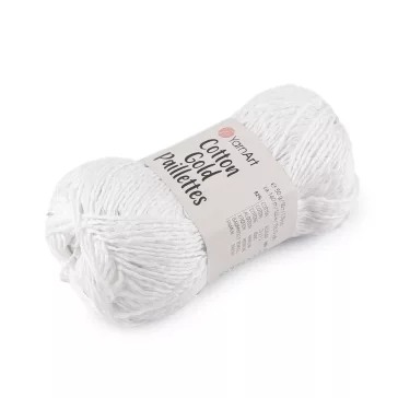   Kötőfonal Cotton Gold Paillettes flitteres 50 g - 1 (7102) fehér ezüst (1 db-os csomagolás)