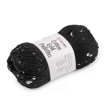   Kötőfonal Cotton Gold Paillettes flitteres 50 g - 5 (7101) fekete ezüst (1 db-os csomagolás)