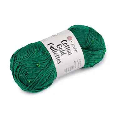   Kötőfonal Cotton Gold Paillettes flitteres 50 g - 7 (7114) smaragdzöld (1 db-os csomagolás)