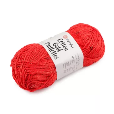   Kötőfonal Cotton Gold Paillettes flitteres 50 g - 8 (7115) piros (1 db-os csomagolás)