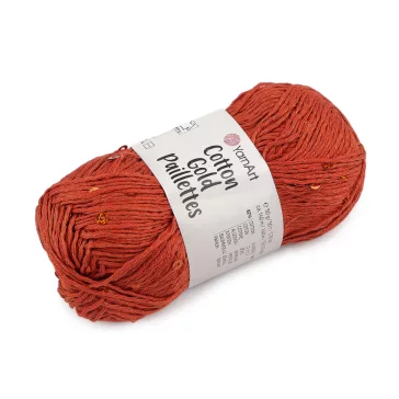   Kötőfonal Cotton Gold Paillettes flitteres 50 g - 9 (7117) rozsdabarna (1 db-os csomagolás)