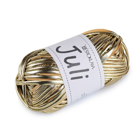 Kötő fonal Juli fémes 100 g - 12 világos arany (5 db-os csomagolás) Kötő fonal Juli fémes 100 g - 12 világos arany (5 db-os csomagolás)