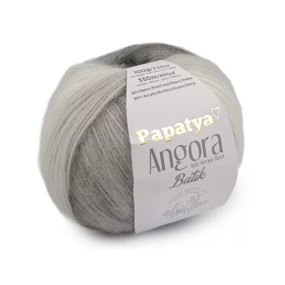 Kötőfonal Papatya Angora Batik 100 g - 1 (01) vil szürkéskék (6 db-os csomagolás) Kötőfonal Papatya Angora Batik 100 g - 1 (01) vil szürkéskék (6 db-os csomagolás)