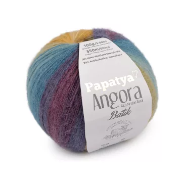   Kötőfonal Papatya Angora Batik 100 g - 4 (62) liláskék mustár 650303 (1 db-os csomagolás)