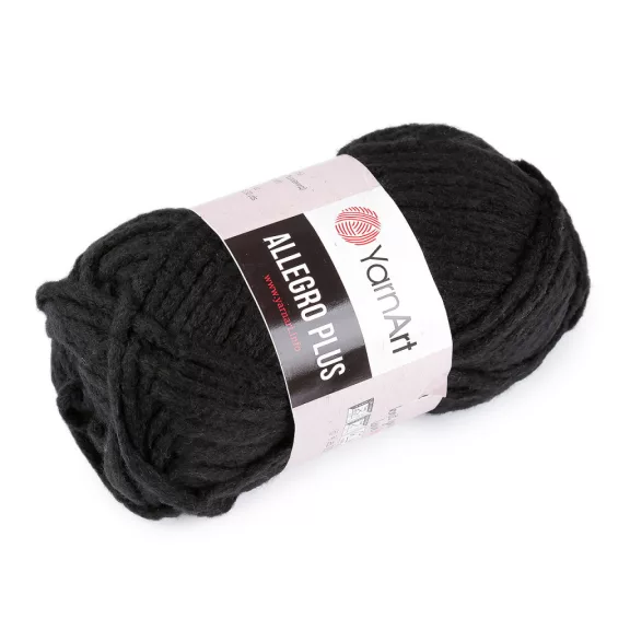 Kötő fonal Allegro Plus 100 g - 15 (713) fekete (5 db-os csomagolás) Kötő fonal Allegro Plus 100 g - 15 (713) fekete (5 db-os csomagolás)