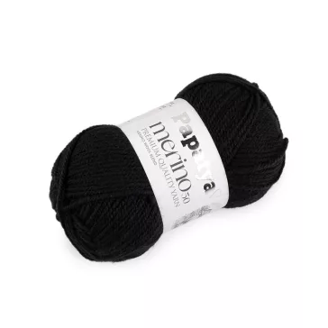   Kötő fonal Papatya Merino 100 g - 19 (2000) fekete (1 db-os csomagolás)