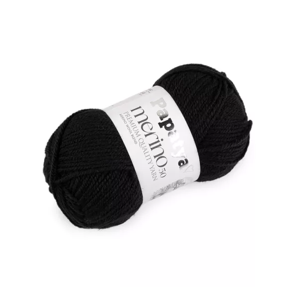 Kötő fonal Papatya Merino 100 g - 19 (2000) fekete (1 db-os csomagolás) Kötő fonal Papatya Merino 100 g - 19 (2000) fekete (1 db-os csomagolás)