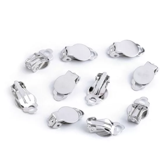Fülbevaló klipsz foglalattal 10x18 mm - platina (10 db-os csomagolás) Fülbevaló klipsz foglalattal 10x18 mm - platina (10 db-os csomagolás)