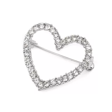   Bross csiszolt kövekkel szív, virág - 1 crystal szív (2 db-os csomagolás)