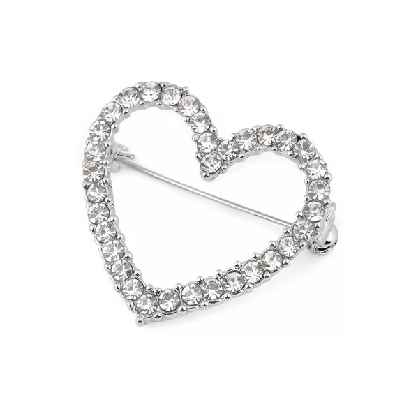 Bross csiszolt kövekkel szív, virág - 1 crystal szív (4 db-os csomagolás) Bross csiszolt kövekkel szív, virág - 1 crystal szív (4 db-os csomagolás)