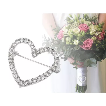   Bross csiszolt kövekkel szív, virág - 1 crystal szív (4 db-os csomagolás)