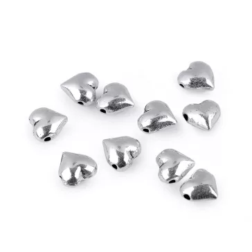 Fém gyöngy szív 8x8 mm - 1 ezüst (50 db-os csomagolás)