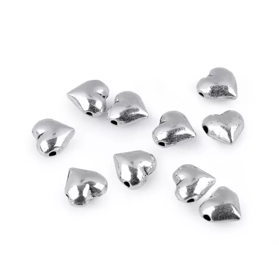 Fém gyöngy szív 8x8 mm - 1 ezüst (50 db-os csomagolás) Fém gyöngy szív 8x8 mm - 1 ezüst (50 db-os csomagolás)