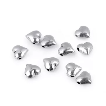 Fém gyöngy szív 8x8 mm - 1 ezüst (100 db-os csomagolás)