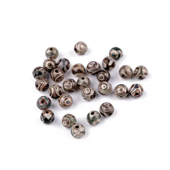Tibeti ásvány Dzi gyöngyök Ø8 mm - achát tibeti Dzi (47 db-os csomagolás) Tibeti ásvány Dzi gyöngyök Ø8 mm - achát tibeti Dzi (47 db-os csomagolás)