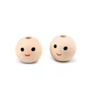 Fa gyöngyök arcképpel Ø18 mm angyalka vagy babafej - természetes világos (50 db-os csomagolás)