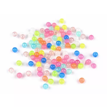   Műanyag gyöngy sötétben világító Ø6 mm - mix (100 g-os csomagolás)