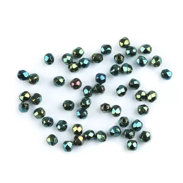  Csiszolt üveggyöngy tűzgyöngy 3 mm - 19 23980/21455 zöld sötét (5 g-os csomagolás)