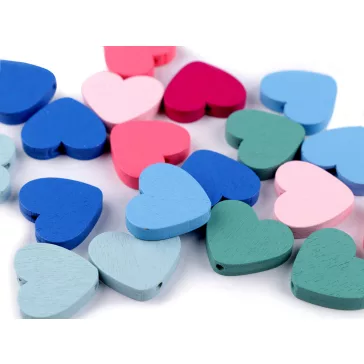 Fa gyöngyök szív 20x23 mm - mix (500 db-os csomagolás)
