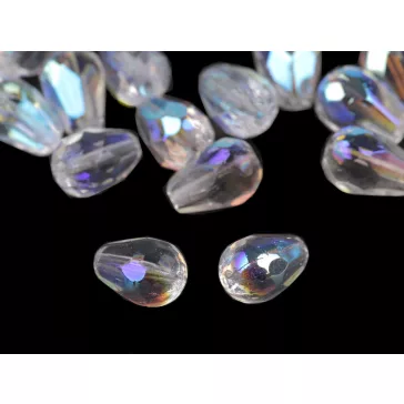   Üveg gyöngyök csiszolt könnycseppekkel 7x10 mm - 2 crystal AB (160 g-os csomagolás)