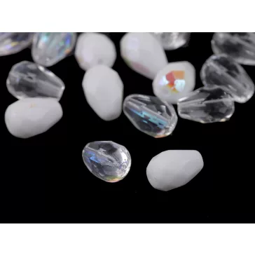   Üveg gyöngyök csiszolt könnycseppekkel 7x10 mm - 4 mix (160 g-os csomagolás)