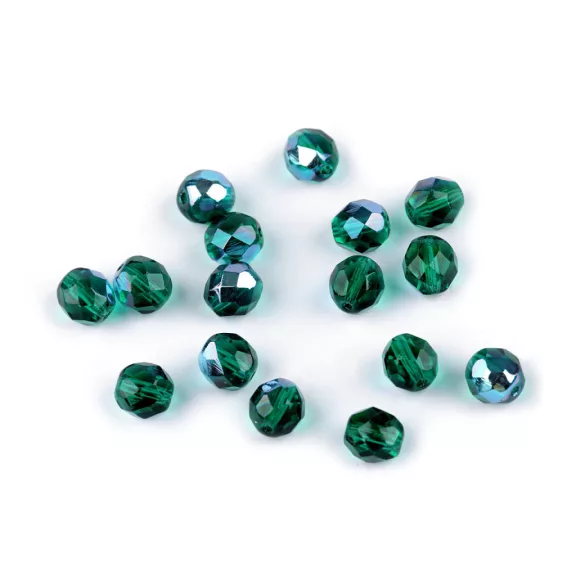 Üveg gyöngyök csiszolt tűzgyöngy 8 mm - 4 50720/28701 smaragdzöld AB (20 g-os csomagolás) Üveg gyöngyök csiszolt tűzgyöngy 8 mm - 4 50720/28701 smaragdzöld AB (20 g-os csomagolás)