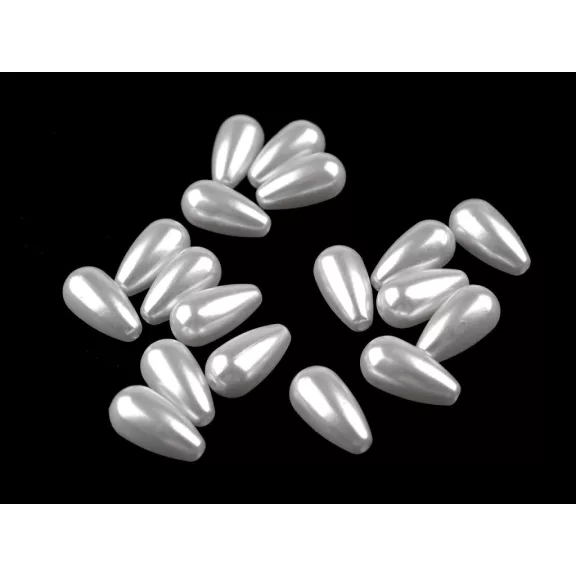 Viaszolt műanyag gyöngyök / teklagyöngy Glance csepp 10x20 mm - fehér (20 g-os csomagolás) Viaszolt műanyag gyöngyök / teklagyöngy Glance csepp 10x20 mm - fehér (20 g-os csomagolás)