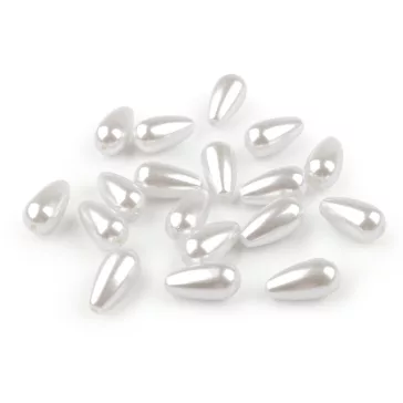   Viaszolt műanyag gyöngyök / teklagyöngy Glance csepp 10x20 mm - fehér (60 g-os csomagolás)
