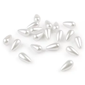   Viaszolt műanyag gyöngyök / teklagyöngy Glance csepp 8x16 mm - fehér (50 g-os csomagolás)