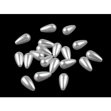   Viaszolt műanyag gyöngyök / teklagyöngy Glance csepp 8x16 mm - fehér (100 g-os csomagolás)