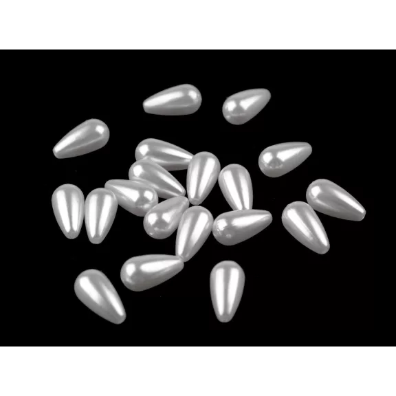 Viaszolt műanyag gyöngyök / teklagyöngy Glance csepp 8x16 mm - fehér (100 g-os csomagolás) Viaszolt műanyag gyöngyök / teklagyöngy Glance csepp 8x16 mm - fehér (100 g-os csomagolás)