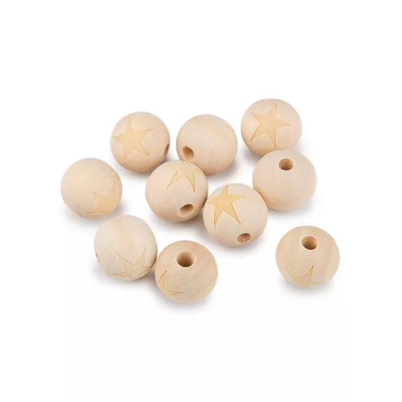 Nem lakkozott fa csillag gyöngyök, smajl Ø20 mm - 1 természetes világos csillag (10 db-os csomagolás) Nem lakkozott fa csillag gyöngyök, smajl Ø20 mm - 1 természetes világos csillag (10 db-os csomagolás)