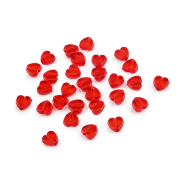   Műanyag szív alakú gyöngyök Ø8 mm - 9 piros (20 g-os csomagolás)