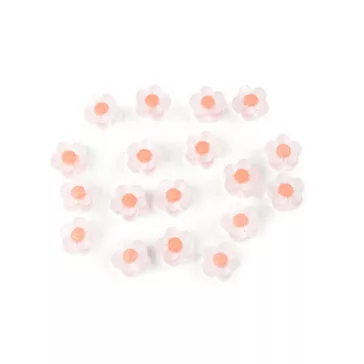   Műanyag gyöngyök matt virág Ø13 mm színes - 3 lazacszín (60 g-os csomagolás)