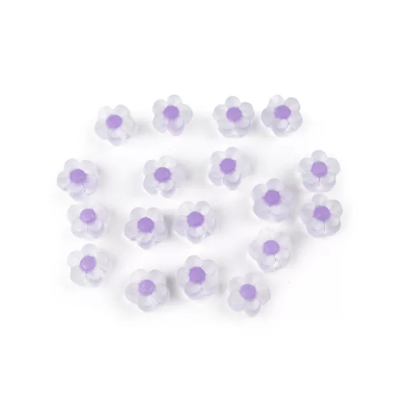 Műanyag gyöngyök matt virág Ø13 mm színes - 4 lila (60 g-os csomagolás) Műanyag gyöngyök matt virág Ø13 mm színes - 4 lila (60 g-os csomagolás)