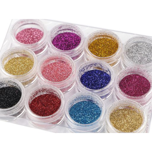 Csillámpor / glitter dobozocskákban 12 db
