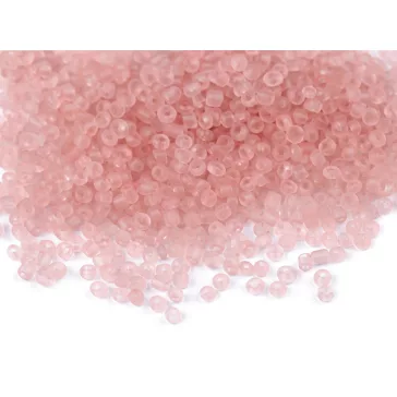   Kásagyöngy 12/0 - 2 mm transparent frosted - 2 (M9A) púderrózsaszín (450 g-os csomagolás)