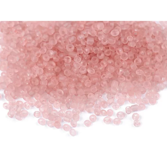 Kásagyöngy 12/0 - 2 mm transparent frosted - 2 (M9A) púderrózsaszín (450 g-os csomagolás) Kásagyöngy 12/0 - 2 mm transparent frosted - 2 (M9A) púderrózsaszín (450 g-os csomagolás)