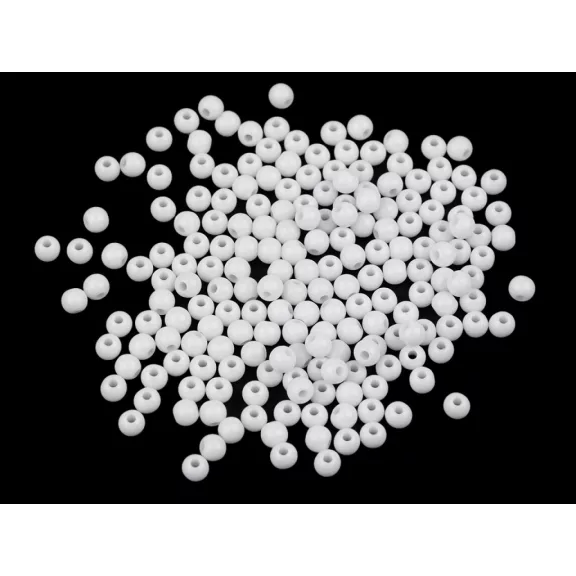 Műanyag gyöngyök Color Ø4 mm - 1 fehér (20 g-os csomagolás) Műanyag gyöngyök Color Ø4 mm - 1 fehér (20 g-os csomagolás)