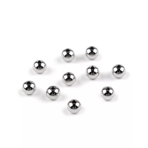 Gyöngyök rozsdamentes acélból Ø6 mm - platina (50 db-os csomagolás) Gyöngyök rozsdamentes acélból Ø6 mm - platina (50 db-os csomagolás)