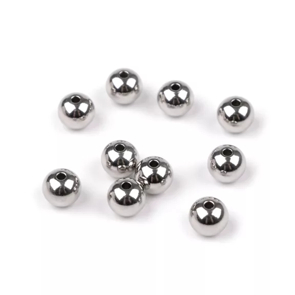 Gyöngyök rozsdamentes acélból Ø10 mm - platina (30 db-os csomagolás) Gyöngyök rozsdamentes acélból Ø10 mm - platina (30 db-os csomagolás)