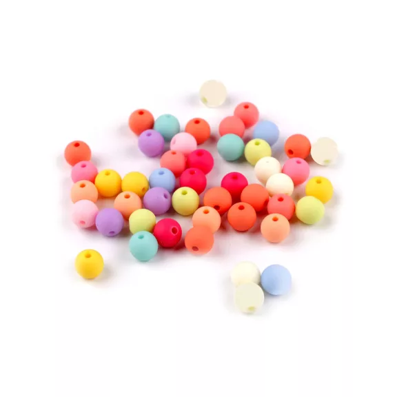 Műanyag gyöngyök matt, gumis velülettel Ø8 mm - mix (100 g-os csomagolás) Műanyag gyöngyök matt, gumis velülettel Ø8 mm - mix (100 g-os csomagolás)