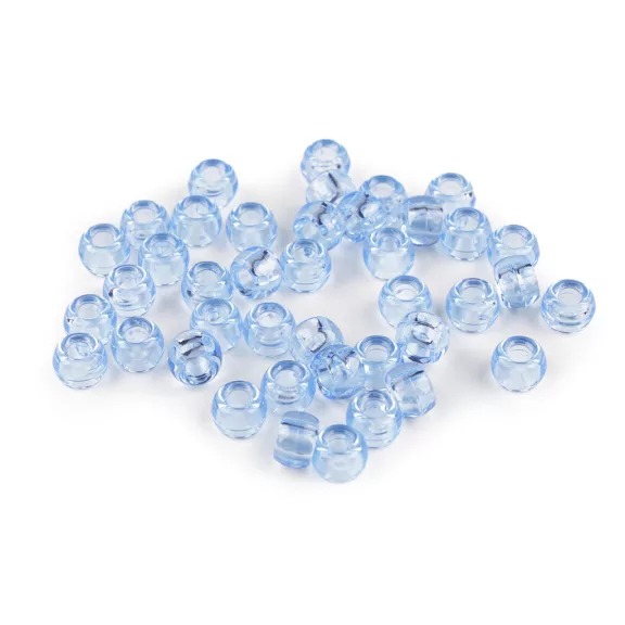 Nagy lyukú műanyag gyöngyök / fürdőruha 9x6 mm - 7 világoskék (20 g-os csomagolás) Nagy lyukú műanyag gyöngyök / fürdőruha 9x6 mm - 7 világoskék (20 g-os csomagolás)